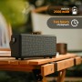 Smalody Altavoz Portátil Bluetooth Vintage - Estéreo Inalámbrico Con Graves Ricos, Cuero de Mano, Control de Rotación - Para