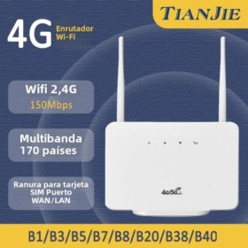 Módem enrutador TIANJIE 4G CPE, enrutador inalámbrico 4G LTE de 300Mbp