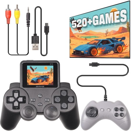 Arespark Consola de Juegos Retro, Pantalla de 3 Pulgadas Videoconsola Retro con 2 Gamepads, Consola Retro Portatil con Salida de
