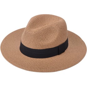 DRESHOW Mujeres Sombrero de Panamá Sombreros de Paja Sombrero de Verano Sombrero de Playa Fedora Sombrero de ala Ancha Sombrero