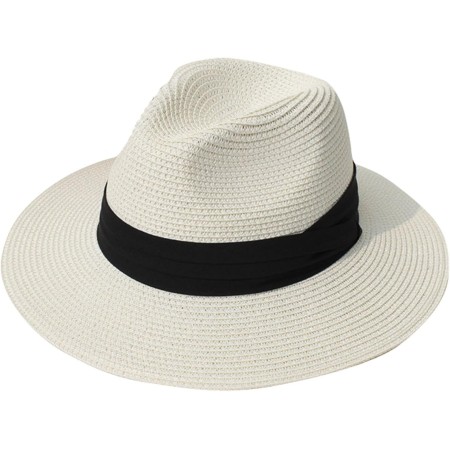 DRESHOW Mujeres Sombrero de Panamá Sombreros de Paja Sombrero de Verano Sombrero de Playa Fedora Sombrero de ala Ancha Sombrero