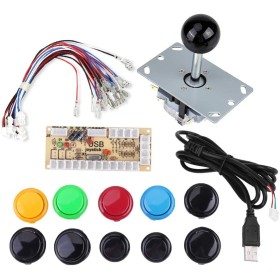 Botones de Juego de Kits de Bricolaje de Juego de Retardo Cero para el Hogar 10 Botones Joystick USB Coder para Mame PC,