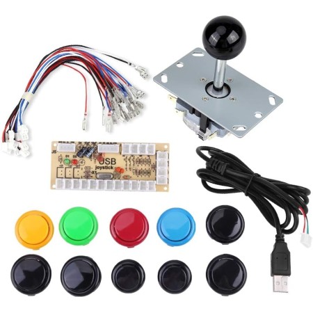Botones de Juego de Kits de Bricolaje de Juego de Retardo Cero para el Hogar 10 Botones Joystick USB Coder para Mame PC,