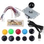 Botones de Juego de Kits de Bricolaje de Juego de Retardo Cero para el Hogar 10 Botones Joystick USB Coder para Mame PC,