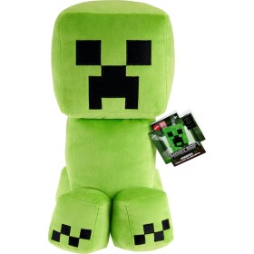 Mattel Minecraft Creeper Jumbo - Figura de peluche grande, muñeca suave de 16 pulgadas con diseño pixelado inspirado en el
