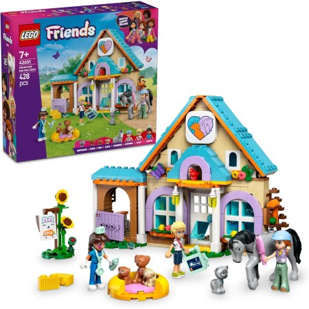 LEGO Friends Caballo y Clínica Veterinaria de Mascotas con Animales de Juguete (Caballo, Gata, Perros), Regalo para Niñas de 7