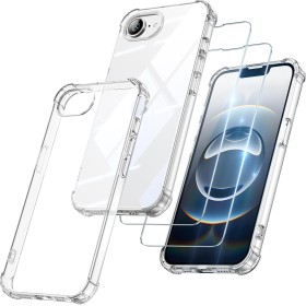 FLLAO 3 en 1 Funda para iPhone 16E 2025 (4th Generation) con 2 Protector Pantalla, [Almohadilla de Aire Integrada] Antigolpes