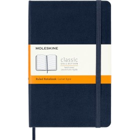 Moleskine - Cuaderno Clásico con Hojas Rayadas, Tapa Dura y Cierre Elástico, Color Azul Zafiro, Tamaño Medio 11.5 x 18 cm, 208