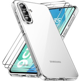 caslord Funda para Samsung Galaxy A56 5G Transparente Case [3 Protector de Pantalla] [Anti-Amarillo] [Ultra Delgado] [Protección