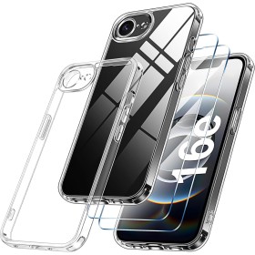 Qasyfanc Funda Compatible con iPhone 16e, Carcasa con Protección de La Cámara y 2 Protector Pantalla, TPU Protección Militar