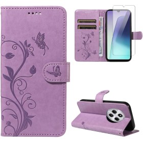 Funda Compatible con Xiaomi Redmi 14C/ Poco C75 / Redmi A4 5G, con 1 Pieza Vidrio Templado Protector de Pantalla, Cuero PU y