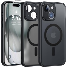 FLLAO Funda para iPhone 15, Compatible MagSafe, con 2 Piezas Protector de Pantalla Cristal Templado, [Protección de Cámara]