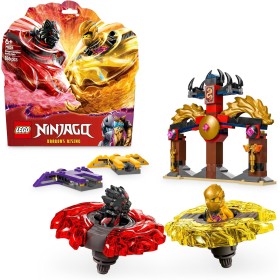 LEGO Ninjago Pack de Combate: Spinjitzu del Dragón de Juguete, Set de Peonza con 2 Minifiguras y Armas Ninja, Juguetes de