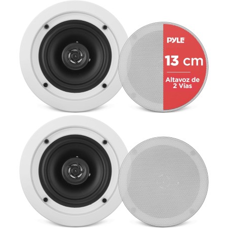 Pyle Altavoces empotrables, Pared, Techo, 6.5”, 200W, Dos vias, Tweeter de polimero de 1/2”, 70Hz-20kHz