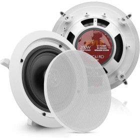 Pyle Altavoces empotrables, Pared, Techo, 6.5”, 200W, Dos vias, Tweeter de polimero de 1/2”, 70Hz-20kHz
