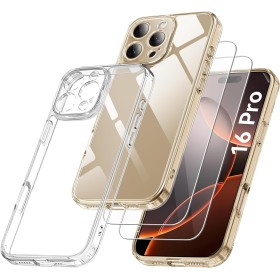 Qasyfanc Funda Compatible con iPhone 16 Pro, Carcasa con Protección de La Cámara y 2 Protector Pantalla, TPU Protección Militar