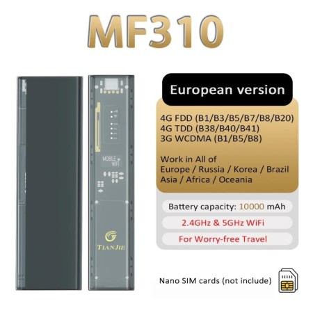 TIANJIE-enrutador WiFi móvil MF310 4G, enrutador con batería extendida