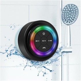 Xleader Altavoz Bluetooth para Ducha con Luz, Impermeable IPX7, Mini Altavoz Bluetooth Potente Pequeño con Ventosa y Microfono,