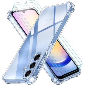ivoler 4 in 1 Funda para Samsung Galaxy A25 5G con 3 Piezas Cristal Templado, Transparente Carcasa Protectora Antigolpes Case,