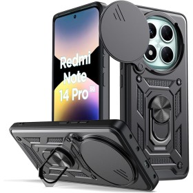 Oududianzi - Funda para Xiaomi Redmi Note 14 Pro 5G, con Cubierta Deslizante de la Cámara, Soporte Giratorio de 360 ° y Funda
