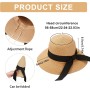 SEFIRST Mujeres Sombrero de Panamá Sombreros de Paja Sombrero de Verano Plegable Sombrero de Playa Fedora Ajustable Sombrero de