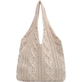 JSTHHTT Bolso De Hombro De Punto Para Mujer, Bolso de Playa de Malla, Grande para Playa, Bolsa de Ganchillo, Bolso Informal