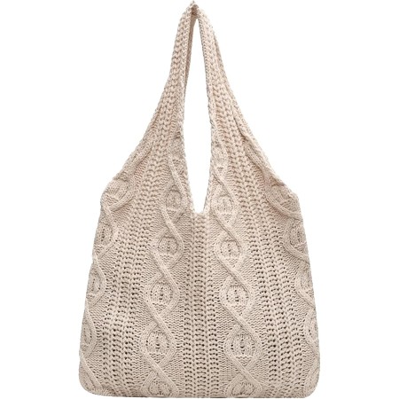JSTHHTT Bolso De Hombro De Punto Para Mujer, Bolso de Playa de Malla, Grande para Playa, Bolsa de Ganchillo, Bolso Informal