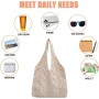 JSTHHTT Bolso De Hombro De Punto Para Mujer, Bolso de Playa de Malla, Grande para Playa, Bolsa de Ganchillo, Bolso Informal