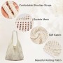 JSTHHTT Bolso De Hombro De Punto Para Mujer, Bolso de Playa de Malla, Grande para Playa, Bolsa de Ganchillo, Bolso Informal