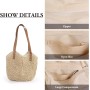 LUI SUI Bolso de Hombro de Paja para Mujer Bolsos de Paja Tejidos a Mano Bolso de Mano con asa Bolsos de Paja de Playa de Verano