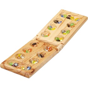 Relaxdays Mancala Juego de Mesa, 2 Jugadores, Madera, Marrón Natural, 2 x 44 x 13 cm
