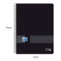 Oxford, Cuaderno A5 Cuadriculado 5x5, Tapa Plástico, 160 Hojas, 8 Bandas de Color, Libreta Microperforada, Color Negro