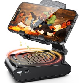 Rolgno Altavoz Bluetooth Inalambrico con Soporte Movil, Antideslizante & Sonido Envolvente HD, Altavoz Bluetooth Portatil &