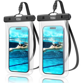 YOSH IPX8 Funda Impermeable Móvil [Diseño sin Bordes], 2 Unidades Funda Acuatica Movil, 7,2" Waterproof Phone Case Universal