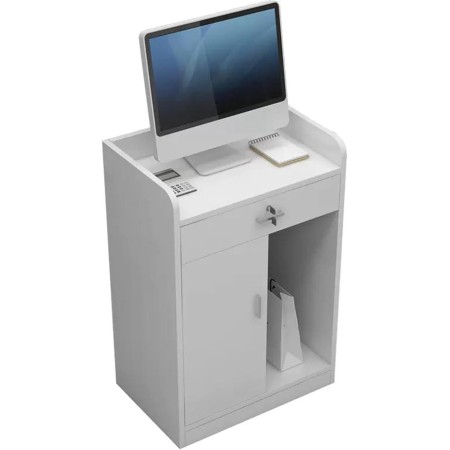 Mesa de Recepción de Mostrador de Oficina Cajones y Armario con Cerradura Mesa de Mostrador con Gran Espacio de Almacenaje para