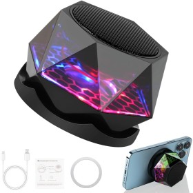 vsshe G300 Altavoz Bluetooth magnético, Altavoz Bluetooth portátil con luz de Color Multicolor RGB, Soporte para teléfono, para