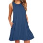Vestidos Mujer Verano Sin Mangas Cuello Redondo Tirantes Vestido de Playa Largo Elegante Bohemio Floral Dress con Bolsillos