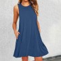 Vestidos Mujer Verano Sin Mangas Cuello Redondo Tirantes Vestido de Playa Largo Elegante Bohemio Floral Dress con Bolsillos