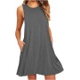 Vestidos Mujer Verano Sin Mangas Cuello Redondo Tirantes Vestido de Playa Largo Elegante Bohemio Floral Dress con Bolsillos