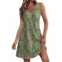 Vestidos Mujer Verano Sin Mangas Cuello Redondo Tirantes Vestido de Playa Largo Elegante Bohemio Floral Dress con Bolsillos
