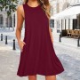 Vestidos Mujer Verano Sin Mangas Cuello Redondo Tirantes Vestido de Playa Largo Elegante Bohemio Floral Dress con Bolsillos