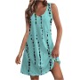 Vestidos Mujer Verano Sin Mangas Cuello Redondo Tirantes Vestido de Playa Largo Elegante Bohemio Floral Dress con Bolsillos