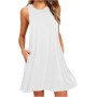 Vestidos Mujer Verano Sin Mangas Cuello Redondo Tirantes Vestido de Playa Largo Elegante Bohemio Floral Dress con Bolsillos