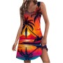 Vestidos Mujer Verano Sin Mangas Cuello Redondo Tirantes Vestido de Playa Largo Elegante Bohemio Floral Dress con Bolsillos