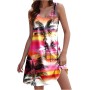 Vestidos Mujer Verano Sin Mangas Cuello Redondo Tirantes Vestido de Playa Largo Elegante Bohemio Floral Dress con Bolsillos