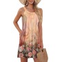 Vestidos Mujer Verano Sin Mangas Cuello Redondo Tirantes Vestido de Playa Largo Elegante Bohemio Floral Dress con Bolsillos