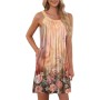 Vestidos Mujer Verano Sin Mangas Cuello Redondo Tirantes Vestido de Playa Largo Elegante Bohemio Floral Dress con Bolsillos