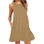 Vestidos Mujer Verano Sin Mangas Cuello Redondo Tirantes Vestido de Playa Largo Elegante Bohemio Floral Dress con Bolsillos