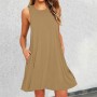 Vestidos Mujer Verano Sin Mangas Cuello Redondo Tirantes Vestido de Playa Largo Elegante Bohemio Floral Dress con Bolsillos