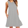 Vestidos Mujer Verano Sin Mangas Cuello Redondo Tirantes Vestido de Playa Largo Elegante Bohemio Floral Dress con Bolsillos